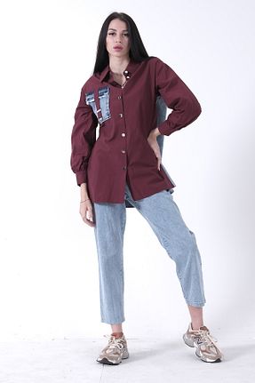 ست بالاتنه و پائین تنه زرشکی زنانه بافتنی Feminist - کد 921847140