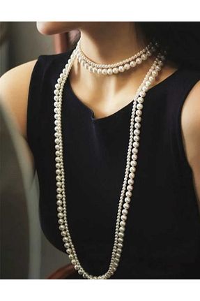 گردنبند جواهر بژ زنانه مروارید Chngroup - کد 921854675