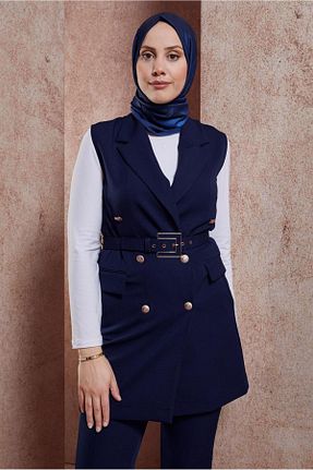 ست بالاتنه و پائین تنه حجاب سرمه ای زنانه رگولار Alvina - کد 828583139