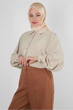 بلوز حجاب بژ زنانه رگولار Alvina - کد 801702493
