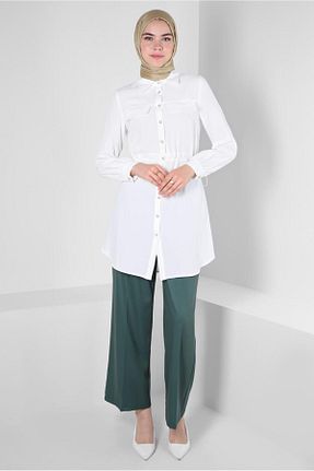 تونیک حجاب سفید زنانه پلی استر Alvina - کد 799160824