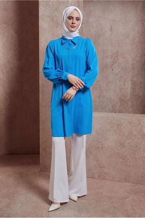 تونیک حجاب آبی زنانه پلی استر Alvina - کد 822254504