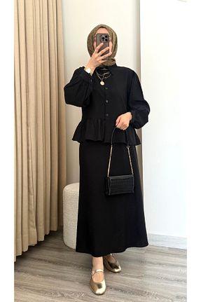 ست بالاتنه و پائین تنه حجاب مشکی زنانه رگولار MERİÇ BOUTİQUE - کد 921860034