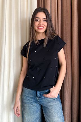 تیشرت مشکی زنانه رگولار ModaPlaza - کد 921872792