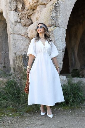 لباس سفید زنانه بافتنی bytugcekaya - کد 921881232