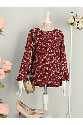 بلوز سایز بزرگ زرشکی زنانه سایز بزرگ ENDAMIM - کد 921883500