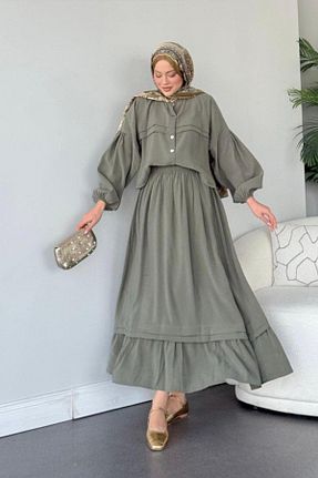 ست بالاتنه و پائین تنه حجاب سبز زنانه رگولار Şulemoda Giyim - کد 921903970