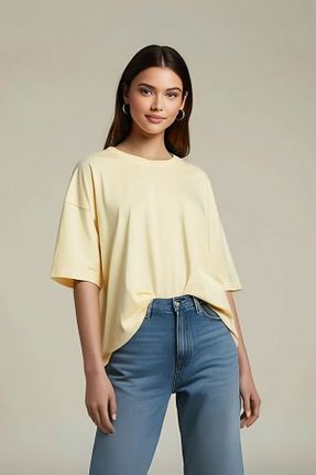 تیشرت زرد زنانه اورسایز Butik - کد 921944235