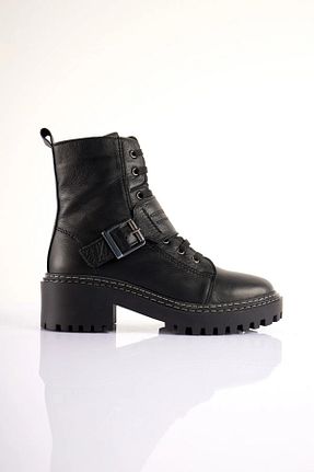 بوت / نیم بوت مشکی زنانه چرم خالص SU SHOE BOUTIQUE - کد 921952640