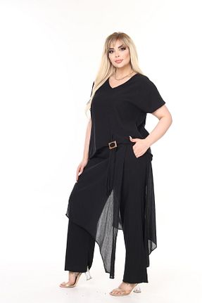 ست بالاتنه و پائین تنه سایز بزرگ مشکی زنانه فاق بلند MJORA - کد 921960758