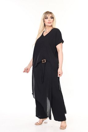 ست بالاتنه و پائین تنه سایز بزرگ مشکی زنانه فاق بلند MJORA - کد 921960758