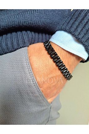 دستبند استیل (فولاد) مشکی زنانه استیل (فولاد) Edanova - کد 922070847