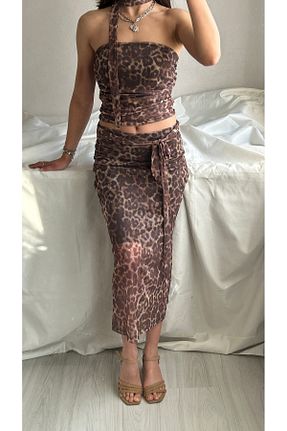 دامن قهوه ای زنانه لیکرا Butik - کد 921969973