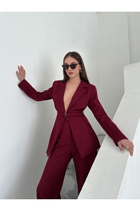 ست بالاتنه و پائین تنه زرشکی زنانه بافتنی Laluvia - کد 921968763