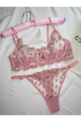 ست لباس زیر سایز بزرگ صورتی زنانه ROZENİN LINGERIE - کد 922496519
