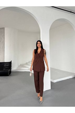 ست بالاتنه و پائین تنه قهوه ای زنانه بافتنی Castivo Fashion - کد 921997714
