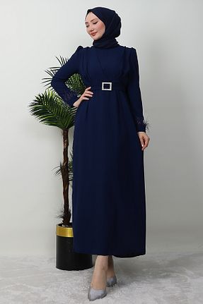 لباس حجاب سرمه ای زنانه Kalem giz astore - کد 746156042
