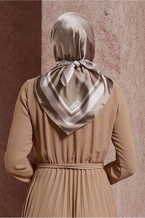 روسری قهوه ای پلی استر Alvina - کد 830148359