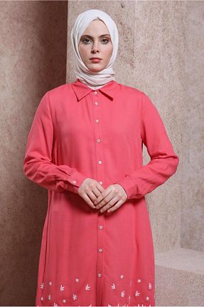 تونیک حجاب قرمز زنانه مخلوط پلی استر Alvina - کد 818021023