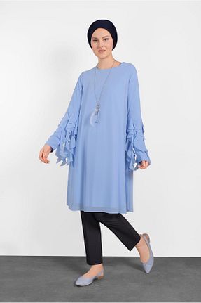تونیک حجاب آبی زنانه پلی استر Alvina - کد 874940343