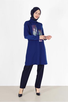 شلوار پارچه ای سرمه ای زنانه بلند Alvina - کد 804208100