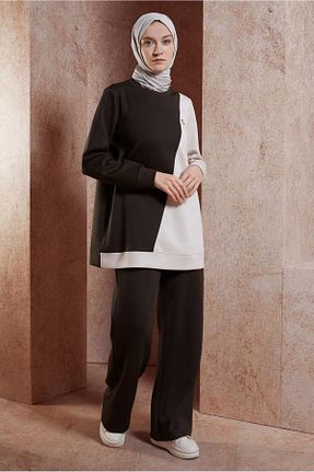 ست گرمکن حجاب قهوه ای زنانه رگولار Alvina - کد 865152531