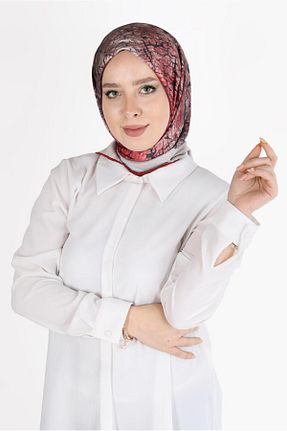 روسری زرشکی پلی استر Alvina - کد 803519024