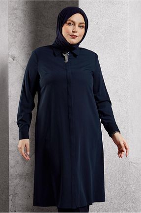 تونیک حجاب سرمه ای زنانه پلی استر Alvina - کد 888435779
