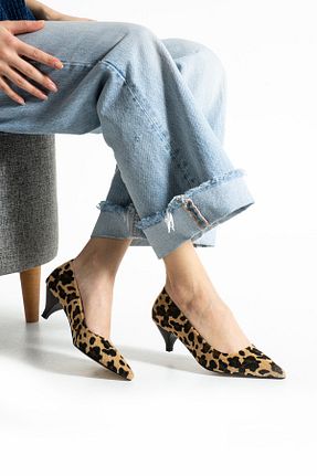 کفش پاشنه بلند کلاسیک قهوه ای زنانه چرم مصنوعی Güllü Shoes - کد 922032333