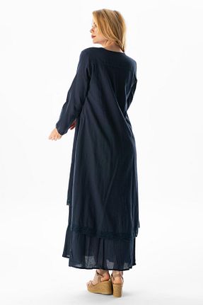 لباس حجاب سرمه ای زنانه اورسایز Eliş Şile Bezi - کد 92944628