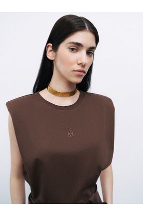 تیشرت قهوه ای زنانه رگولار Nocturne - کد 921841404