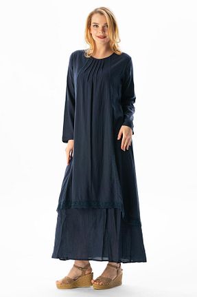لباس حجاب سرمه ای زنانه اورسایز Eliş Şile Bezi - کد 92944628