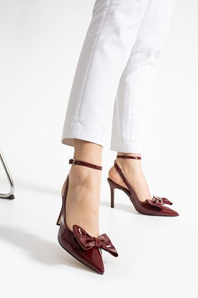 کفش استایلیتو زرشکی پاشنه نازک Güllü Shoes - کد 922050427