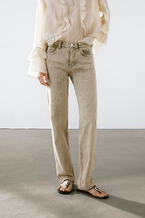 شلوار جین خاکی زنانه پاچه لوله تفنگی Massimo Dutti - کد 922049480