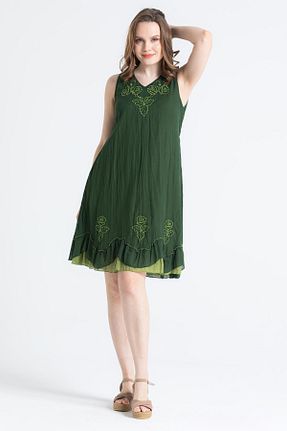 لباس سبز زنانه بافتنی Eliş Şile Bezi - کد 683028057