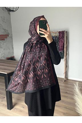 شال زرشکی زنانه پنبه پلی استر Merwiss - کد 922076850