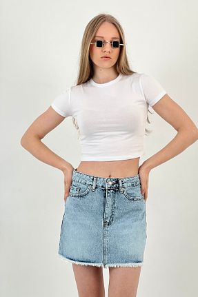 دامن آبی زنانه پنبه ای Miss Poem - کد 922055567