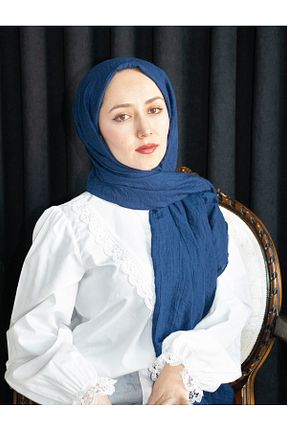 شال آبی زنانه پنبه ای moon scar - کد 922057355