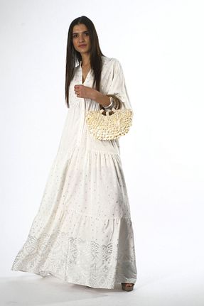 لباس سفید زنانه بافتنی ABBRA - کد 901880582