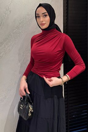 بلوز حجاب زرشکی زنانه رگولار Julude - کد 922156818