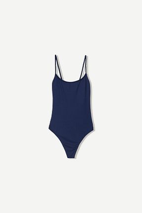 بادی آبی زنانه یقه دگاژه Bershka - کد 922146295