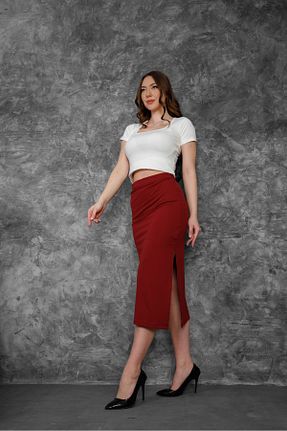 دامن زرشکی زنانه لیکرا KHAB PREMİUM - کد 922089536