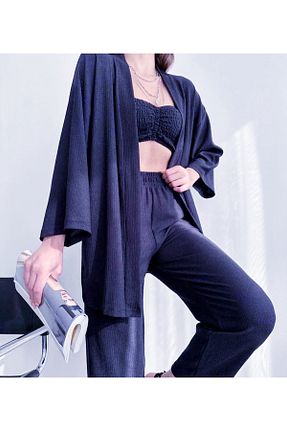 ست بالاتنه و پائین تنه سرمه ای زنانه بافتنی Nokta Moda - کد 922177959