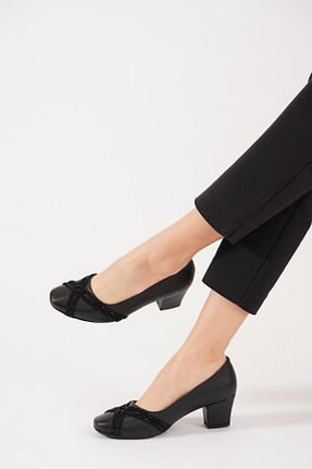 کفش پاشنه بلند کلاسیک مشکی زنانه پاشنه تخت Moda Pie - کد 922241672