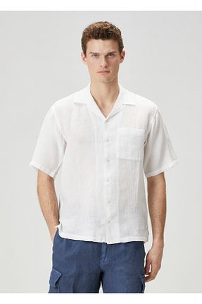 پیراهن سفید مردانه یقه پیراهنی 120% Lino - کد 923019264
