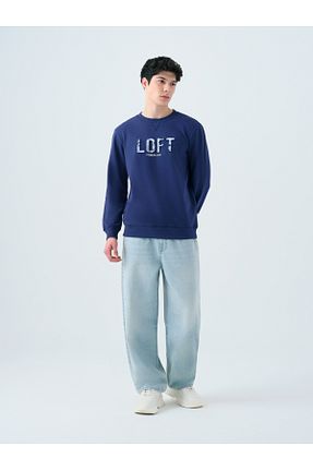 سوئیشرت سرمه ای مردانه چاپی Loft - کد 922272447
