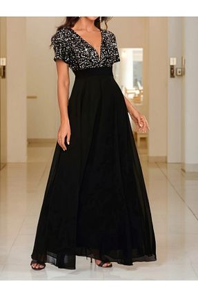 لباس مجلسی و فارغ التحصیلی مشکی زنانه شیفون Masspera - کد 922274724
