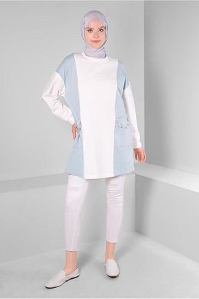تونیک حجاب آبی زنانه پنبه ای Alvina - کد 859132393