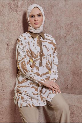 تونیک حجاب قهوه ای زنانه پلی استر Alvina - کد 824068548