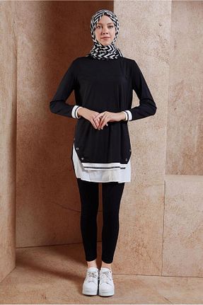 تونیک حجاب مشکی زنانه پلی استر Alvina - کد 854037564